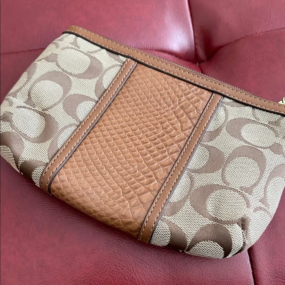 Coach Tan and Brown Signature Clutch - Picture 3 of 6